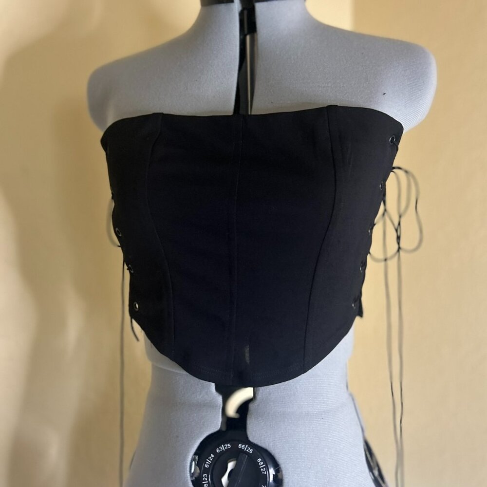 SheIn Black Corset | Boob Tube Top Side Tie Stretch Top | Size 4 Small